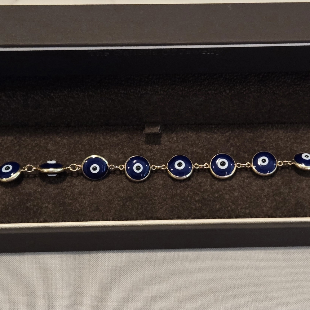 Chic Gold and Blue Evil Eye Bracelet